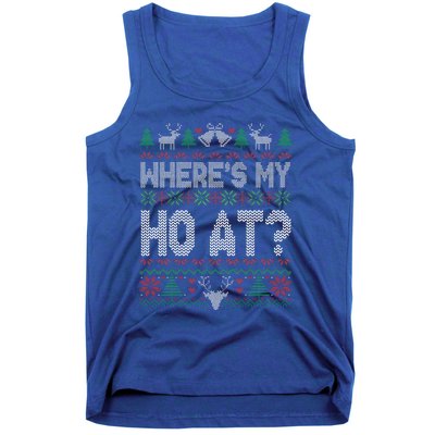 Where My Ho's At Ho Matching Couple Christmas Ugly Sweater  Tank Top