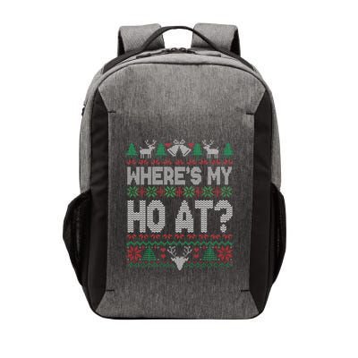 Where My Ho's At Ho Matching Couple Christmas Ugly Sweater  Vector Backpack