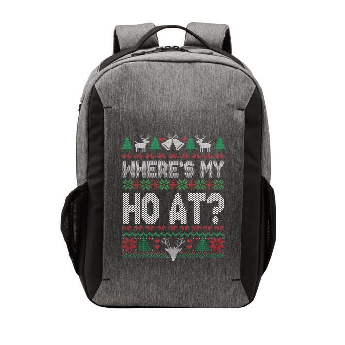 Where My Ho's At Ho Matching Couple Christmas Ugly Sweater  Vector Backpack
