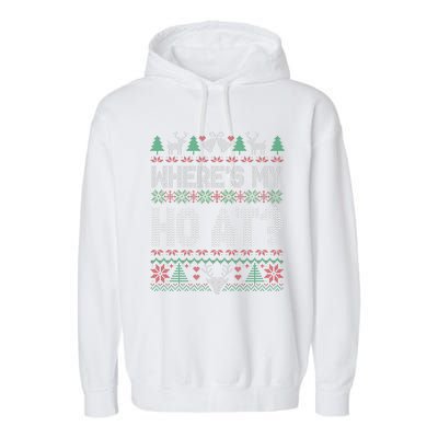 Where My Ho's At Ho Matching Couple Christmas Ugly Sweater  Garment-Dyed Fleece Hoodie