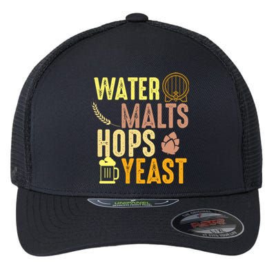 Water Malts Hops Yeast Beer Brewing Ingredients Gift Flexfit Unipanel Trucker Cap