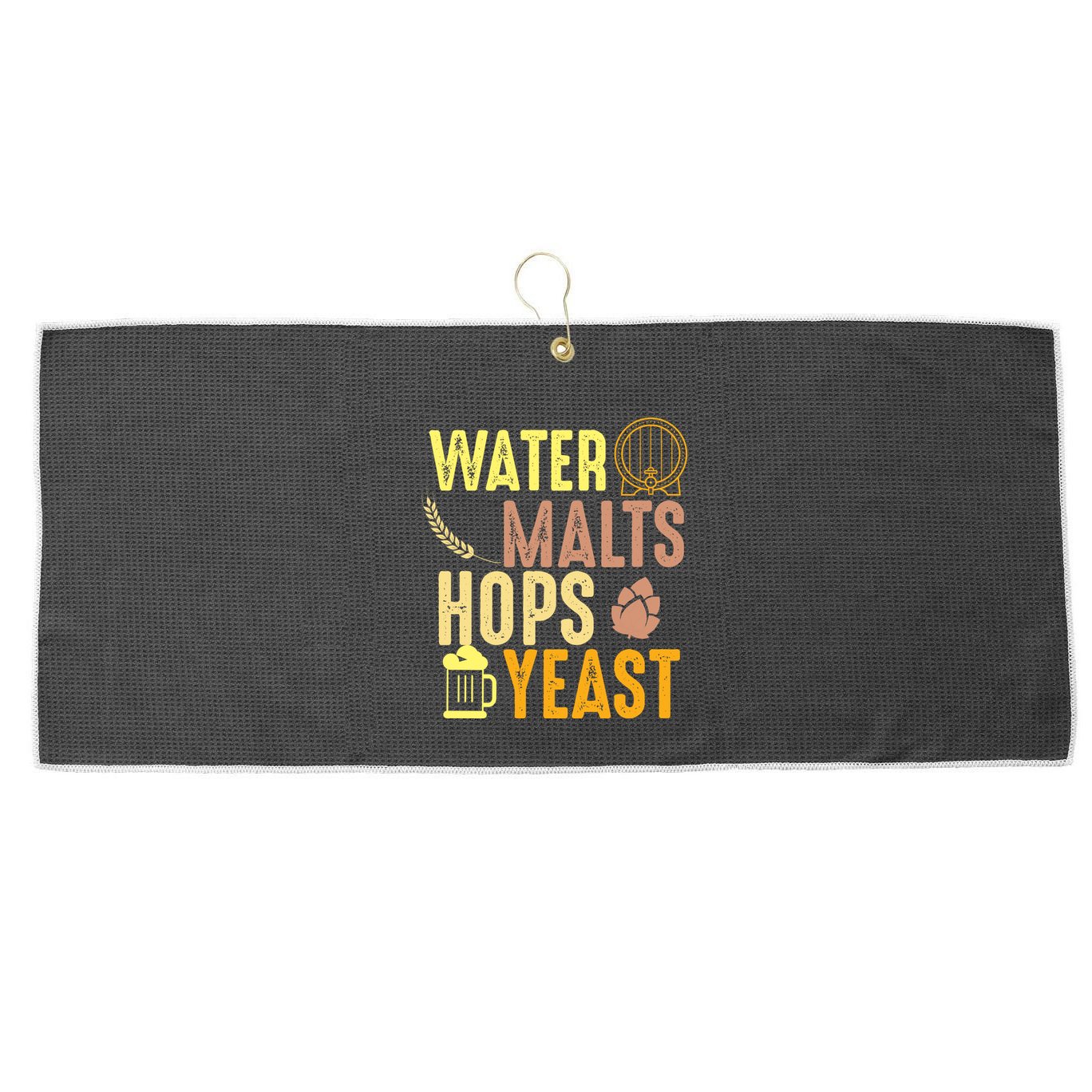 Water Malts Hops Yeast Beer Brewing Ingredients Gift Large Microfiber Waffle Golf Towel
