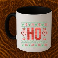 Where My Ho's At Ugly Christmas Sweater Couples Matching Mug
