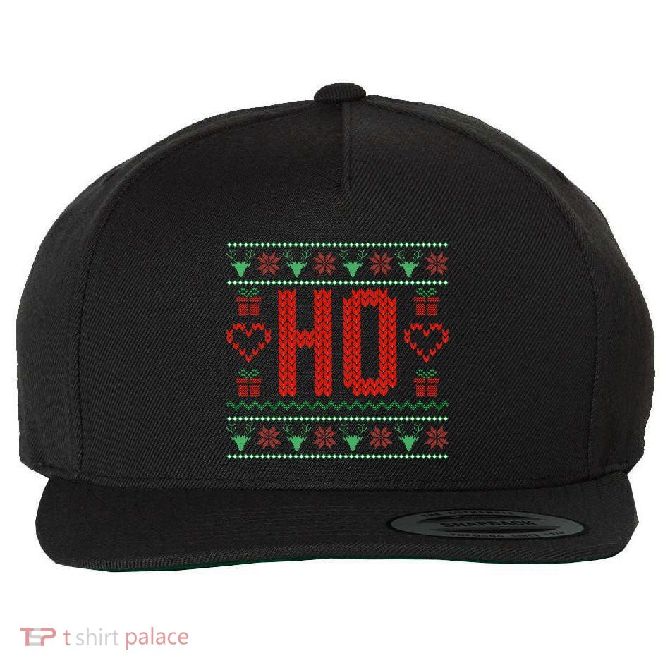 Where My Ho's At Ugly Christmas Sweater Couples Matching Wool Snapback Cap