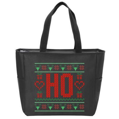 Where My Ho's At Ugly Christmas Sweater Couples Matching Zip Tote Bag