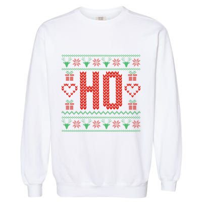Where My Ho's At Ugly Christmas Sweater Couples Matching Garment-Dyed Sweatshirt
