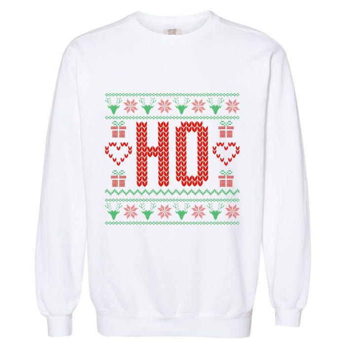 Where My Ho's At Ugly Christmas Sweater Couples Matching Garment-Dyed Sweatshirt