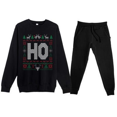 Where My Ho's At Ho Matching Couple Christmas Ugly Sweater  Premium Crewneck Sweatsuit Set