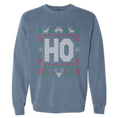 Where My Ho's At Ho Matching Couple Christmas Ugly Sweater  Garment-Dyed Sweatshirt