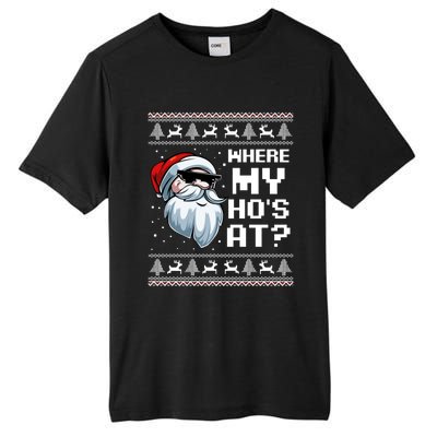 Where My Ho's At Ho Matching Couple Santa Ugly Christmas Great Gift Tall Fusion ChromaSoft Performance T-Shirt