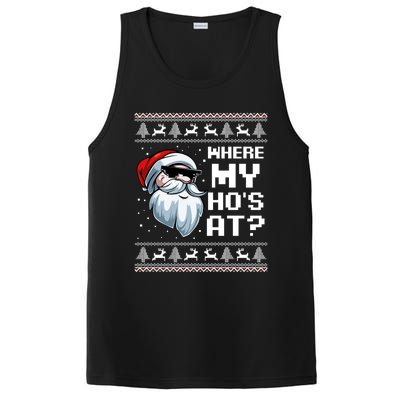 Where My Ho's At Ho Matching Couple Santa Ugly Christmas Great Gift PosiCharge Competitor Tank