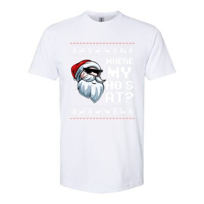 Where My Ho's At Ho Matching Couple Santa Ugly Christmas Great Gift Softstyle CVC T-Shirt