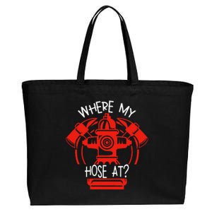 WhereS My Hose At Graphic Fire Gear Cotton Canvas Jumbo Tote