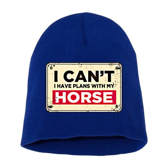 With My Horse Horse Lover Animal Lover Funny Cow Gift Short Acrylic Beanie