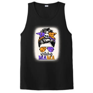 Witchy Mama Halloween Skull Witch Mom Messy Bun Spooky Gift PosiCharge Competitor Tank