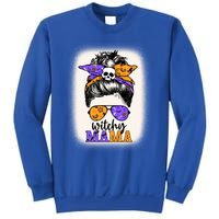 Witchy Mama Halloween Skull Witch Mom Messy Bun Spooky Gift Sweatshirt