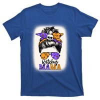 Witchy Mama Halloween Skull Witch Mom Messy Bun Spooky Gift T-Shirt