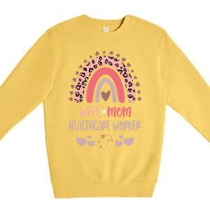 Wife Mom Healthcare Worker Strong As A Mother Nurse Mom Moth Great Gift Premium Crewneck Sweatshirt