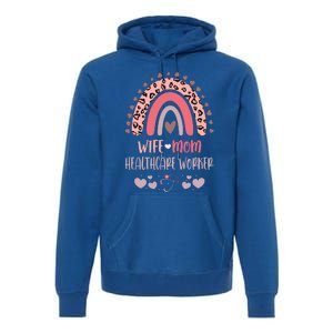 Wife Mom Healthcare Worker Strong As A Mother Nurse Mom Moth Great Gift Premium Hoodie