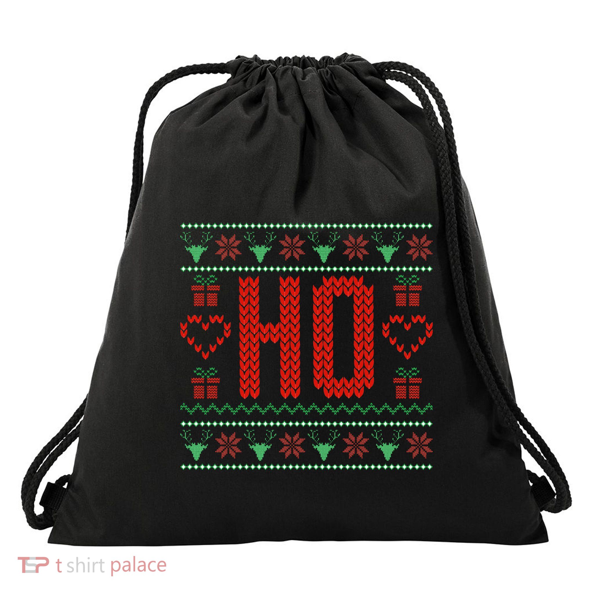 Where My Ho's At Ugly Christmas Sweater Couples Matching  Drawstring Bag