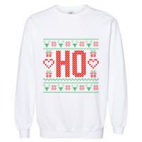 Where My Ho's At Ugly Christmas Sweater Couples Matching  Garment-Dyed Sweatshirt