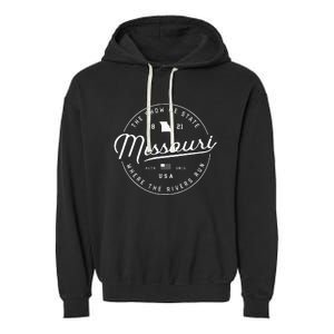 Warm Missouri Hoodie Badge Logo Hooded Garment-Dyed Fleece Hoodie