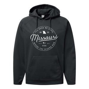 Warm Missouri Hoodie Badge Logo Hooded Performance Fleece Hoodie