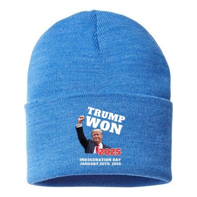 We Made History Trump 2024 Won 2025 Inauguration Day Winner Sustainable Knit Beanie