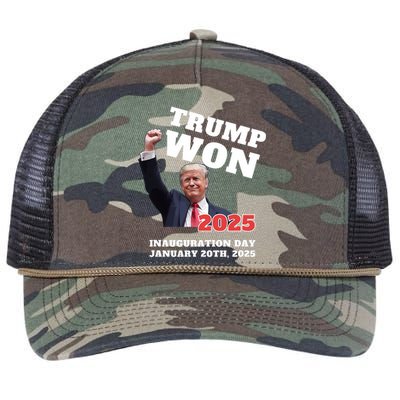 We Made History Trump 2024 Won 2025 Inauguration Day Winner Retro Rope Trucker Hat Cap