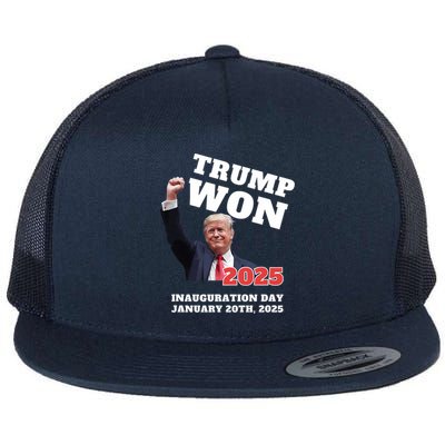 We Made History Trump 2024 Won 2025 Inauguration Day Winner Flat Bill Trucker Hat