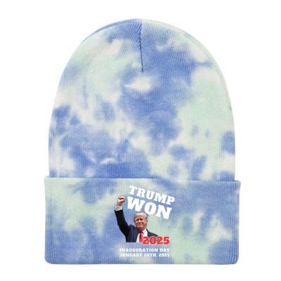 We Made History Trump 2024 Won 2025 Inauguration Day Winner Tie Dye 12in Knit Beanie