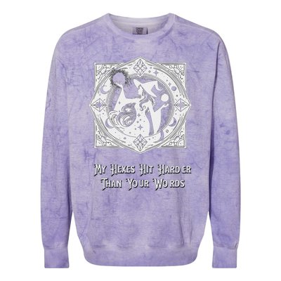 Witch My Hexes Hit Harder Than Your Words Magic Wicked Vamp Colorblast Crewneck Sweatshirt