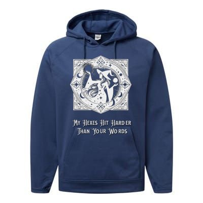 Witch My Hexes Hit Harder Than Your Words Magic Wicked Vamp Performance Fleece Hoodie