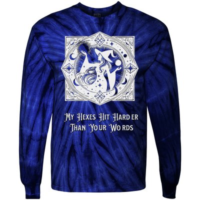 Witch My Hexes Hit Harder Than Your Words Magic Wicked Vamp Tie-Dye Long Sleeve Shirt