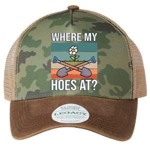 Where My Hoes At Gardening Funny Gardening Gift Legacy Tie Dye Trucker Hat