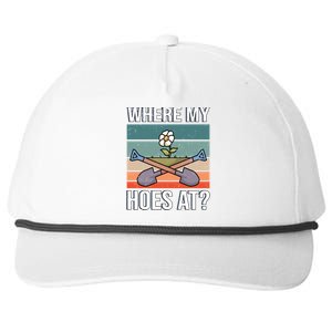 Where My Hoes At Gardening Funny Gardening Gift Snapback Five-Panel Rope Hat