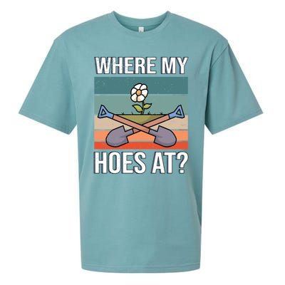 Where My Hoes At Gardening Funny Gardening Gift Sueded Cloud Jersey T-Shirt