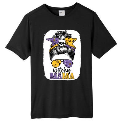 Witchy Mama Halloween Skull Witch Mom Messy Bun Spooky Tall Fusion ChromaSoft Performance T-Shirt