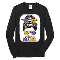 Witchy Mama Halloween Skull Witch Mom Messy Bun Spooky Tall Long Sleeve T-Shirt