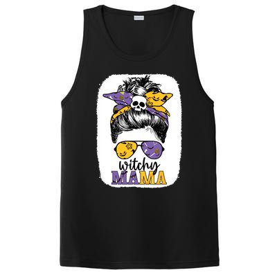 Witchy Mama Halloween Skull Witch Mom Messy Bun Spooky PosiCharge Competitor Tank