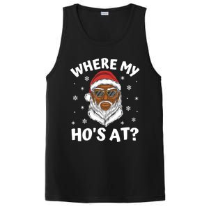 Where My HoS At Christmas Black African American Santa Xmas Cute Gift PosiCharge Competitor Tank