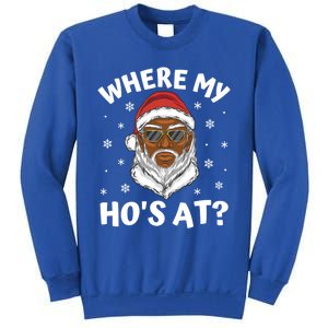 Where My HoS At Christmas Black African American Santa Xmas Cute Gift Sweatshirt