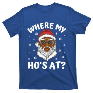 Where My HoS At Christmas Black African American Santa Xmas Cute Gift T-Shirt