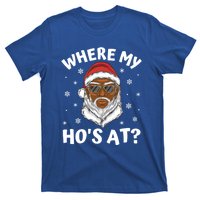 Where My HoS At Christmas Black African American Santa Xmas Cute Gift T-Shirt