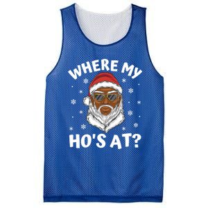 Where My HoS At Christmas Black African American Santa Xmas Cute Gift Mesh Reversible Basketball Jersey Tank