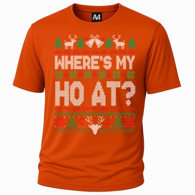 Where My HoS At Ho Matching Couple Christmas Ugly Funny Gift Cooling Performance Crew T-Shirt