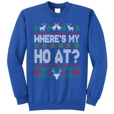 Where My HoS At Ho Matching Couple Christmas Ugly Funny Gift Sweatshirt