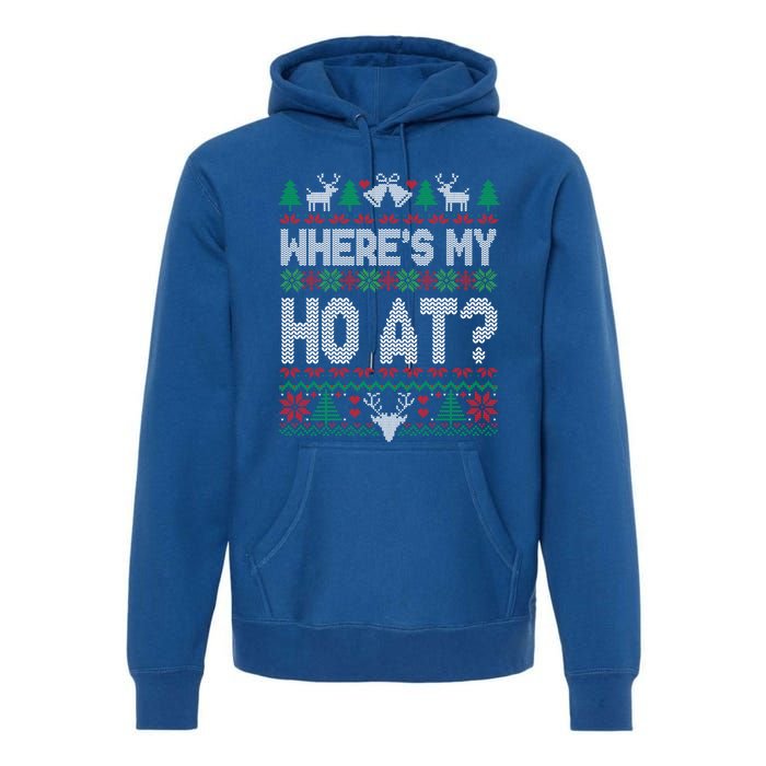 Where My HoS At Ho Matching Couple Christmas Ugly Funny Gift Premium Hoodie