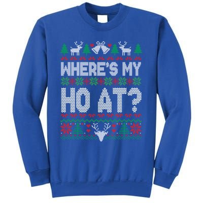 Where My HoS At Ho Matching Couple Christmas Ugly Funny Gift Tall Sweatshirt