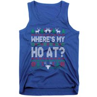 Where My HoS At Ho Matching Couple Christmas Ugly Funny Gift Tank Top